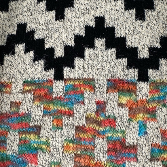 Debut Southwestern Aztec Knit Cardigan Sweater Black Cream Multi S/M - Picture 6 of 8